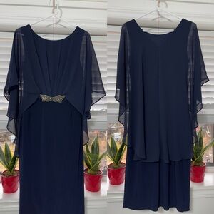 Joseph Ribkoff Navy Dress with Sheer Overlay